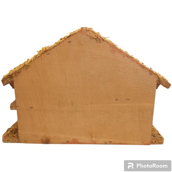 Vintage Christmas 11-Piece Nativity Set Static Ceramic Wood Creche Stable Manger - Picture 4 of 4